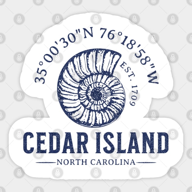 Cedar Island Nautilus Sea Shell Vacation in NC Sticker by Contentarama